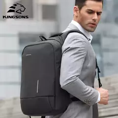 Kingsons-Mochila masculina para laptop, sacos de carregamento USB multifunções, mochilas antifurto e repelente de água, 15 in, 17 in, moda - Wolf Magazine