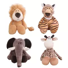Brinquedos de pelúcia de pelúcia para crianças, bonecas macias, selva, leão, elefante, tigre, cachorro, raposa, macaco, veado, presente kawaii para crianças, hobbie