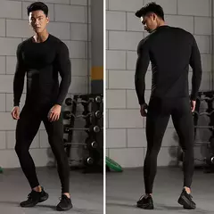Conjunto de Roupa Interior de Compressão Térmica Masculina, Roupa de Treino Apertada, Treino, Corrida, Fitness, Desporto, Ginásio, Roupa Desportiva - loja online