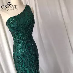 Vestidos de lantejoulas de um ombro, vestido longo do baile da sereia, elegante - comprar online