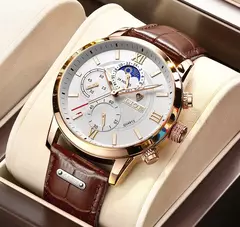LIGE-Relógio de quartzo de couro de luxo masculino com caixa, impermeável, relógio, casual, marca de topo, novo, 2022 - Wolf Magazine