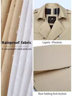 Longo blusão homens, off white casaco duplo à prova de chuva, cavalheiro britânico, à prova de chuva e respirável, forro de lã gabardine - loja online