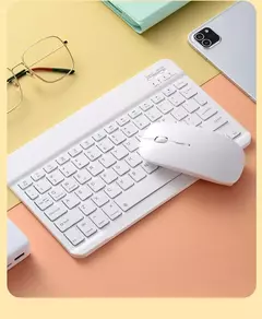 Teclado e mouse bluetooth para ipad xiaomi samsung huawei telefone tablet fino mini teclado sem fio para android ios windows