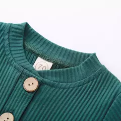 Conjunto de bodysuits de manga comprida e calças elásticas para bebé, com nervuras, xadrez, roupa sólida, infantil, recém-nascido, menina, menino, primavera, outono, 2 peças - Wolf Magazine