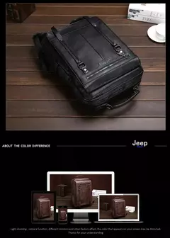 JEEP BULUO-Bolsa Masculina Casual para Laptop, Mochila de Couro Dividido, Bolsa para Computador, Alta Capacidade, Nova Tendência na internet