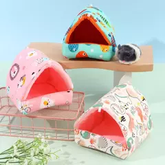 Cama pequena para animais de estimação, mini gaiola fofa, tapete quente, ninho de cobaia, casa de hamster, coelho, casa do esquilo, inverno - loja online