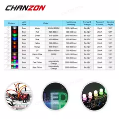100 peças 5mm diodo led chapéu de palha branco quente vermelho verde azul uv roxo amarelo laranja rosa rgb flash grande angular lâmpada emissora na internet