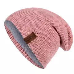 Imagem do Chapéu clássico de inverno tricotado URGENTMAN Label Casual boné para mulheres homens manter quente adicionar forro de pele chapéu de inverno fashion sólido gorro chapéu 16 cores boné de esqui
