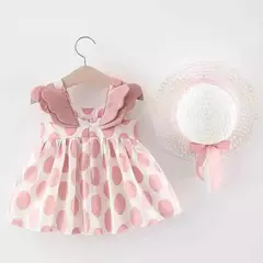 Imagem do Conjuntos de roupas de verão para bebês, vestido sem mangas, calças curtas e vestido, patchwork listrado, fofo, 6-24M, 2 pcs, 2023