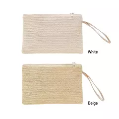 Moda feminina boêmio tecido embreagem wristlet saco casual senhoras praia verão cor sólida pequenas bolsas bolsa branco bege presentes - loja online
