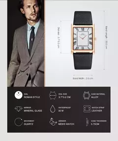 IBSO-Relógio ultrafino de quartzo com mostrador retangular masculino, estilo comercial de luxo, pulseira de couro genuíno, relógios de pulso impermeáveis, novos - Wolf Magazine