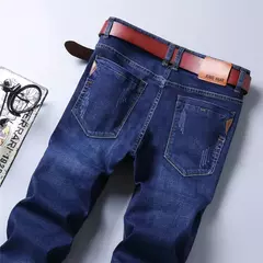 Jeans estilo clássico irmão Wang masculino, casual, stretch, fino, calça jeans, azul claro, calça preta, marca masculina