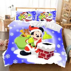 Natal mickey minnie jogo de cama capa edredon fronha casa têxtil roupa crianças presente cama king size conjunto - comprar online