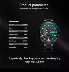 CURREN-Relógios masculinos de aço inoxidável, moda criativa, mostrador luminoso com cronógrafo, relógios de pulso casuais masculinos, relógio - loja online