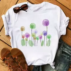 Maycaur-camiseta estampada dente-de-leão fofa para mulheres, camiseta estampada gráfica dos desenhos animados, camisa branca casual para senhoras, camiseta nova e engraçada - comprar online