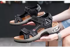 Sandálias masculinas de verão de couro genuíno, chinelos masculinos, gladiador, praia, macio, confortável, ao ar livre, sapatos vadeando, marca, 38-46 na internet