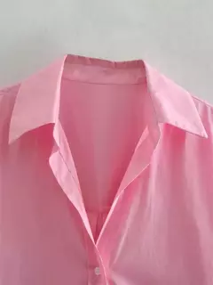 Blusa de gola virada para baixo para mulheres, camisa escura para senhoras, manga longa, camisas simples para escritório, tops femininos - loja online
