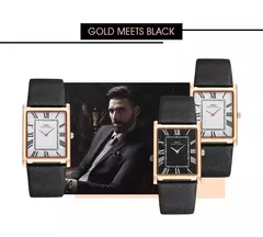Imagem do IBSO-Relógio ultrafino de quartzo com mostrador retangular masculino, estilo comercial de luxo, pulseira de couro genuíno, relógios de pulso impermeáveis, novos