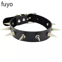 Novo goth gargantilha colar masculino punk rock coração geometria pu colar para mulheres gargantilha gótico bondage goth chocker pescoço jóias - comprar online