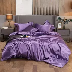 Imagem do Monocromático Rayon Satin Conjunto de cama, luxo Kit Duvet Cover, Twin Queen e Cama King Size, 2PCs, 3PCs, 4PCs