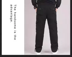 Imagem do Calça de lã de dupla camada masculina, quente, grossa, camuflada, algodão tático, calça comprida, folgada, casual, inverno