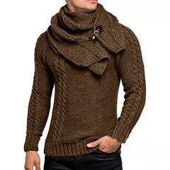 Imagem do Suéter de malha de gola alta masculino, pulôver fino de manga cheia, malhas grandes, jumpers casuais, outono, inverno