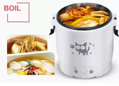 Mini Fogão De Arroz Elétrico MultiCooker Portátil Fogões De Arroz Doméstico 12V 24V 220V Panelas De Máquina De Cozinhar Panelas Para O Caminhão Do Carro Casa