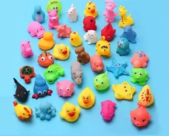Imagem do Cute Animals Banho Brinquedo para Crianças, Flutuador De Borracha Macia, Squeeze Sound, Wash Play, Brinquedos De Água De Natação, Presentes Engraçados, 10 Pcs/Set