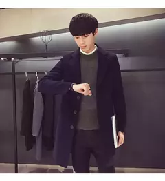 Casaco longo de algodão masculino, corta-vento fino, mistura de lã, cor pura, moda casual de negócios, roupas masculinas, primavera, outono, novo, 2023 na internet