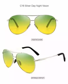 Óculos polarizados para aviação com armação Metail para homens, óculos de sol com mudança de cor, masculino Day Night Vision Driving - comprar online