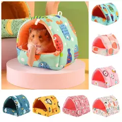 Cama pequena para animais de estimação, mini gaiola fofa, tapete quente, ninho de cobaia, casa de hamster, coelho, casa do esquilo, inverno na internet