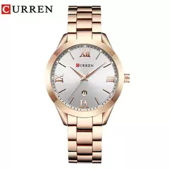 Curren-relógio das mulheres, estilo retro, impermeável, aço, quartzo, presente de Natal, 9007 na internet