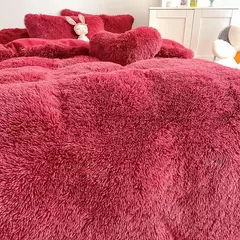 Conjunto de cama luxuoso preto macio, capa de edredão Shaggy, 2 fronhas, zíper, veludo macio, 3pcs na internet