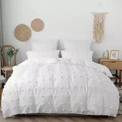 Wostar verão branco pitada plissado capa de edredão 220x240cm luxo cama casal colcha conjunto cama rainha king size consolador capa - Wolf Magazine