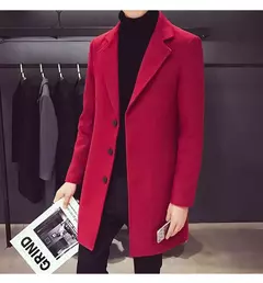 Casaco longo de algodão masculino, corta-vento fino, mistura de lã, cor pura, moda casual de negócios, roupas masculinas, primavera, outono, novo, 2023 - Wolf Magazine