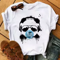 Maycaur-camiseta de manga curta para mulher, top solto com estampa de panda fofa, casual e solta, verão