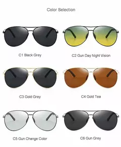 Óculos polarizados para aviação com armação Metail para homens, óculos de sol com mudança de cor, masculino Day Night Vision Driving - loja online