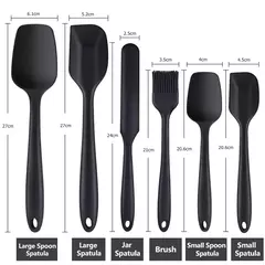 Imagem do Conjunto de espátula de silicone antiaderente, Resistente ao calor, Espátula Creme, Raspador, Escova De Colher, Núcleo De Aço Inoxidável, Utensílios De Cozinha, 6Pcs