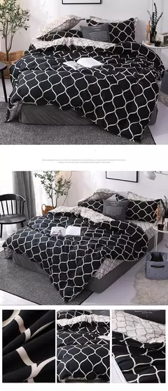 Conjunto de cama preto luxuoso, roupa de cama de poliéster, capa de edredão, manta de pássaro, anime com fronha king size, tamanho completo, moderno - loja online
