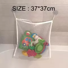 Imagem do Qwz novo pato dos desenhos animados do bebê saco de malha do banheiro otário design para brinquedos de banho crianças formas animais pano areia brinquedos armazenamento net saco