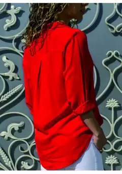 Blusa elegante de manga comprida feminina, com decote em v sólido, camisas femininas de trabalho, tops grandes, primavera e verão, 2023