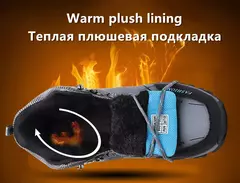 Imagem do Botas de neve de couro impermeáveis masculinas, super quentes, ao ar livre, caminhadas, trabalho, sapatos de viagem, inverno, tamanho 39-47