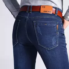 Jeans estilo clássico irmão Wang masculino, casual, stretch, fino, calça jeans, azul claro, calça preta, marca masculina