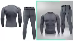 Conjunto de Roupa Interior de Compressão Térmica Masculina, Roupa de Treino Apertada, Treino, Corrida, Fitness, Desporto, Ginásio, Roupa Desportiva na internet