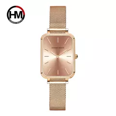 Imagem do Relógio de aço inoxidável retangular para senhoras, estilo simples nórdico, quartzo japonês, moda movimento, malha, pulseira prateada, cinto, ultrafino