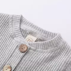Conjunto de bodysuits de manga comprida e calças elásticas para bebé, com nervuras, xadrez, roupa sólida, infantil, recém-nascido, menina, menino, primavera, outono, 2 peças - Wolf Magazine