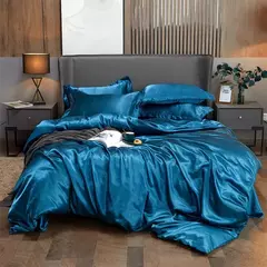Imagem do Monocromático Rayon Satin Conjunto de cama, luxo Kit Duvet Cover, Twin Queen e Cama King Size, 2PCs, 3PCs, 4PCs