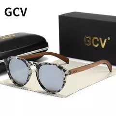 GCV-Óculos de sol polarizados em madeira de noz ultraleve para homens e mulheres, Hawksbill Frames, Leopard Grain, marca avançada, moda delicada, feminina