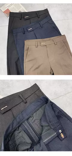 Calças justas de estiramento formal masculinas, calças casuais, roupa de cor sólida, calças de terno fashion - comprar online
