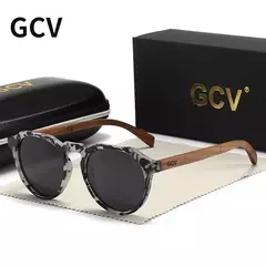 GCV-Óculos de sol polarizados em madeira de noz ultraleve para homens e mulheres, Hawksbill Frames, Leopard Grain, marca avançada, moda delicada, feminina na internet